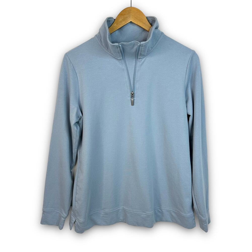 D&Co Active Pullover 1/4 Zip Top Activewear Athleisure Long Sleeve Blue Small